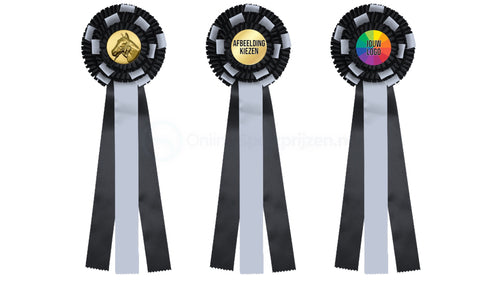 3-Rings Rozet Paardensport - Dierententoonstelling Rozet 2 Ringen Sierlusjes en 3 Linten - R65