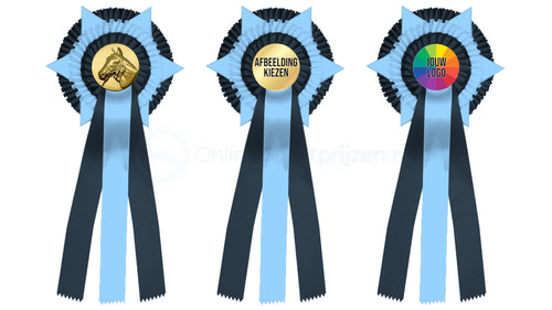 3-Rings Rozet Paardensport - Dierententoonstelling Rozet met Sterren en 3 Linten - R60