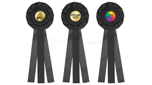 3-Rings Rozet Paardensport - Dierententoonstelling Rozet met Sterren en 3 Linten - R75