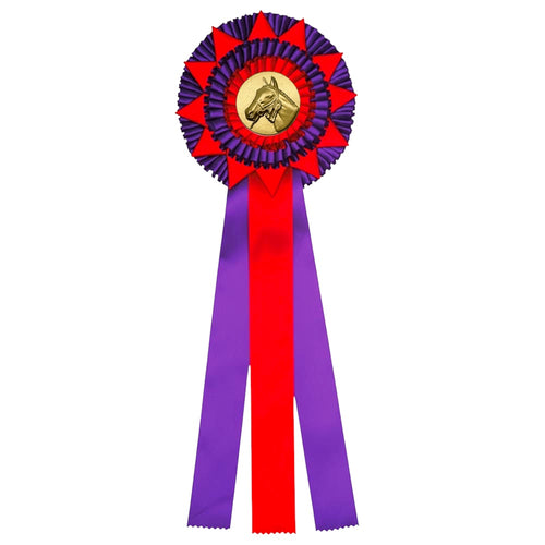 3-Rings Rozet Paardensport - Dierententoonstelling Rozet met Sterren en 3 Linten - R75