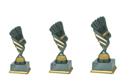Badmintontrofee - SS1824 - Antiek Zilver / Goud