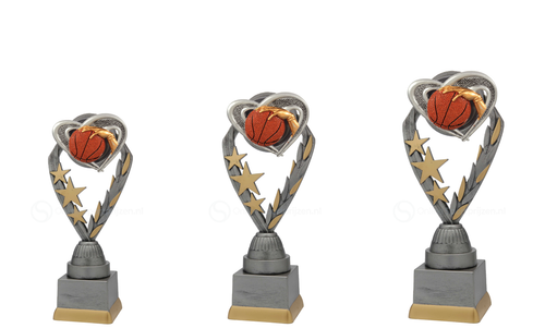 Basketbaltrofee - PFS.010 - Antiek Zilver met Kleuraccent