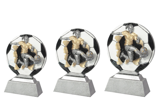 Damesvoetbaltrofee - RE070 - Antiek Zilver met Kleuraccent