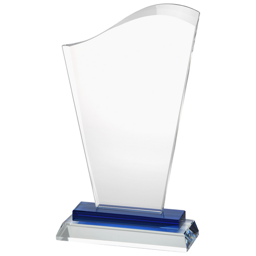 Glazen Award Met Blauw Detail In Geschenkdoos - GL.055