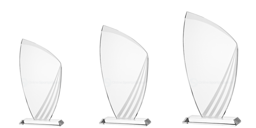 Glazen Award met Grijs Detail in Geschenkdoos - W381-W383