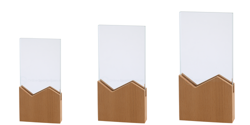 Glazen Award met Houten Accent in Geschenkdoos - W801-W803
