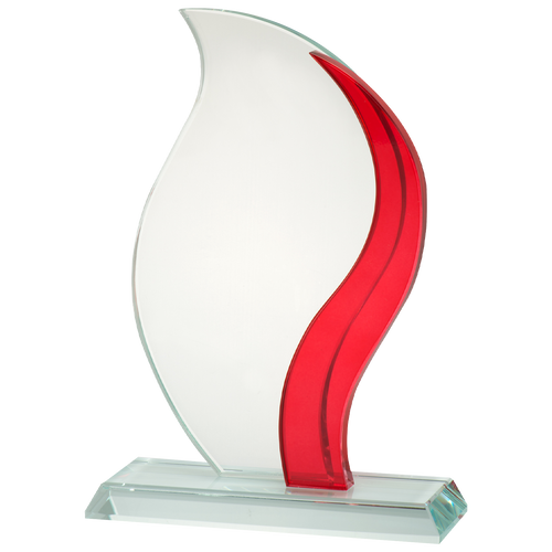 Glazen Award met Rood Detail in Geschenkdoos - W331-W333