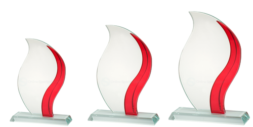Glazen Award met Rood Detail in Geschenkdoos - W331-W333