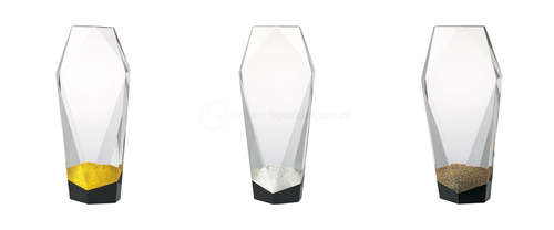 Luxe Kristal Glazen Award met Plaatsingkleur Detail in Geschenkdoos - W690