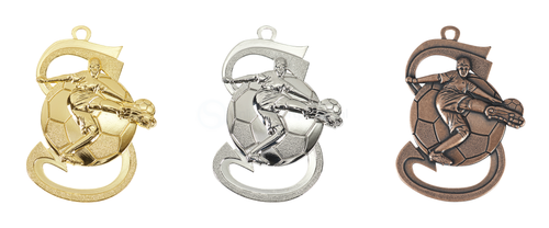 Sierlijke Voetbalmedaille - 60 mm - D101 - Goud, Zilver en Brons