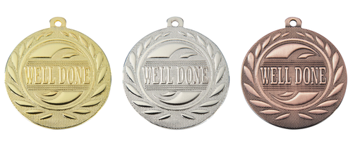Medaille Well Done - Pluim Medaille - 50 mm - DI5000.T - Goud, Zilver en Brons