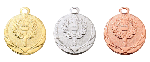 Mini Olympische Vlam Medaille - 32 mm - DI3208 - Goud, Zilver en Brons