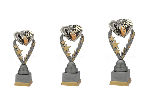 Muziektrofee - PFS.008 - Antiek Zilver met Kleuraccent