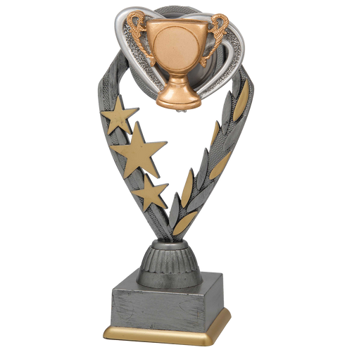 Neutrale Trofee met Bokaal - PFS.021 - Antiek Zilver met Kleuraccent