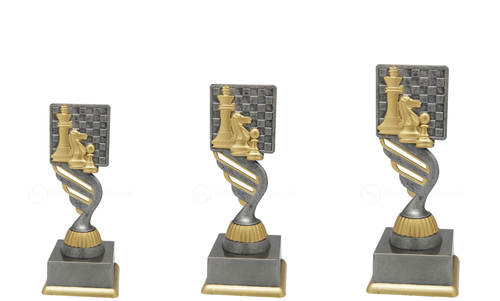 Schaaktrofee - SS1740 - Antiek Zilver / Goud