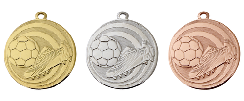 Voetbal Medaille - 45 mm - ME.090 - Goud, Zilver en Brons