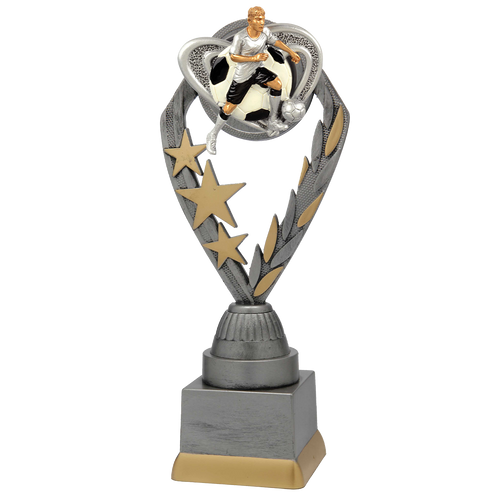 Voetbaltrofee - PFS.005 - Antiek Zilver met Kleuraccent