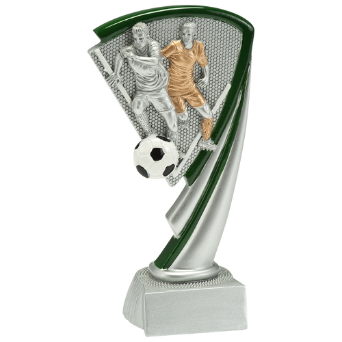 Voetbaltrofee - RE049 - Antiek Zilver met Kleuraccent
