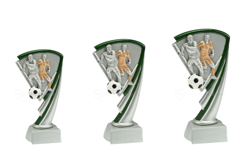 Voetbaltrofee - RE049 - Antiek Zilver met Kleuraccent