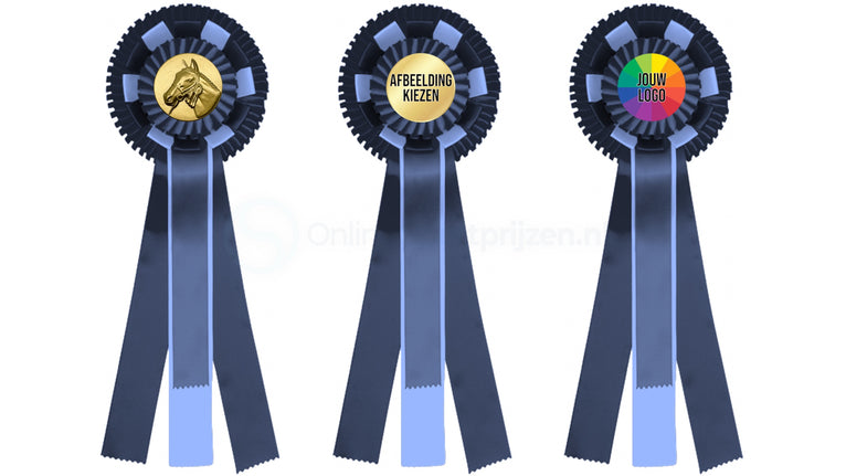 2-Rings Rozet Paardensport - Dierententoonstelling Rozet met Sierlusjes en 4 Linten - R40