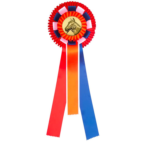 2-Rings Rozet Paardensport - Dierententoonstelling Rozet met Sierlusjes en 4 Linten - R40