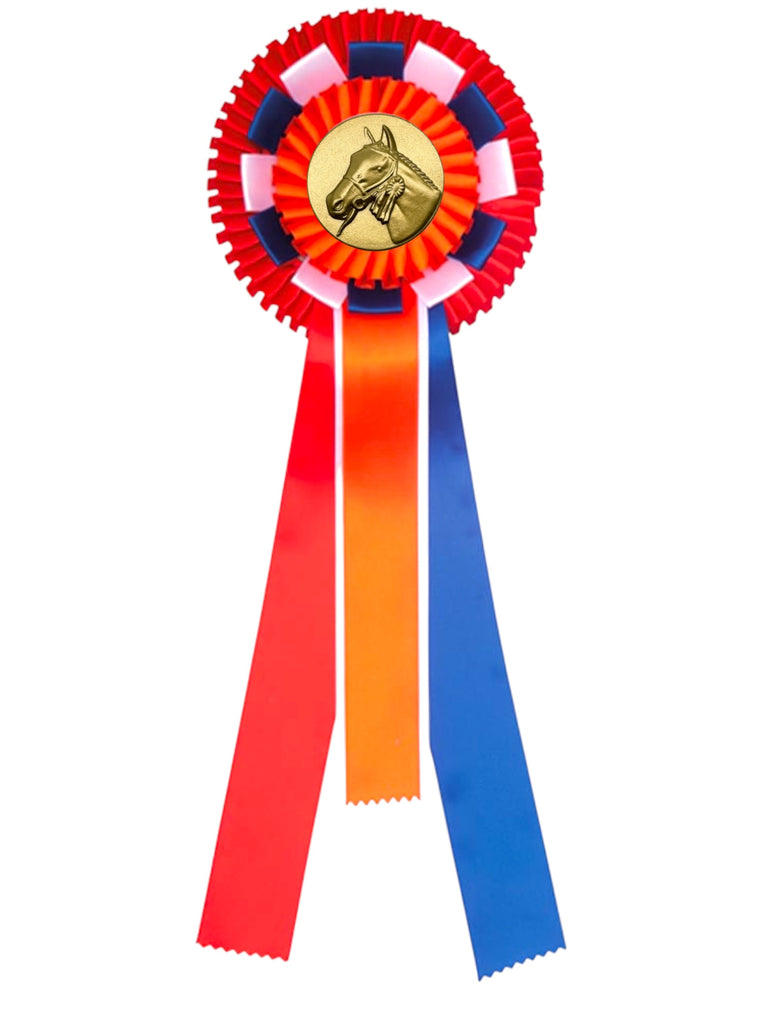 2-Rings Rozet Paardensport - Dierententoonstelling Rozet met Sierlusjes en 4 Linten - R40