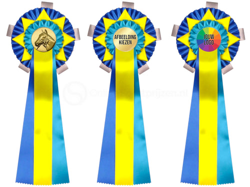 2-Rings Rozet Paardensport - Dierententoonstelling Rozet met Ster en Sierlusjes - R30