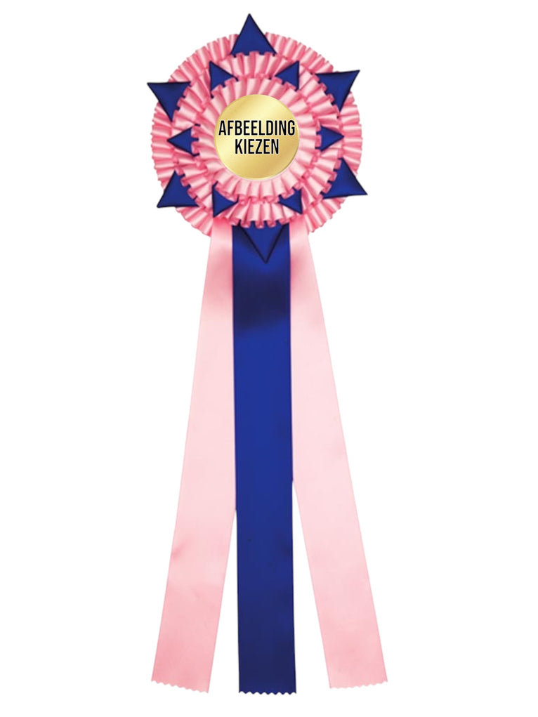 3-Rings Rozet Paardensport - Dierententoonstelling Rozet 2 Ringen Sterren en 3 Linten - R70
