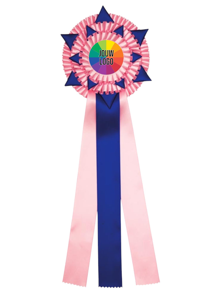 3-Rings Rozet Paardensport - Dierententoonstelling Rozet 2 Ringen Sterren en 3 Linten - R70