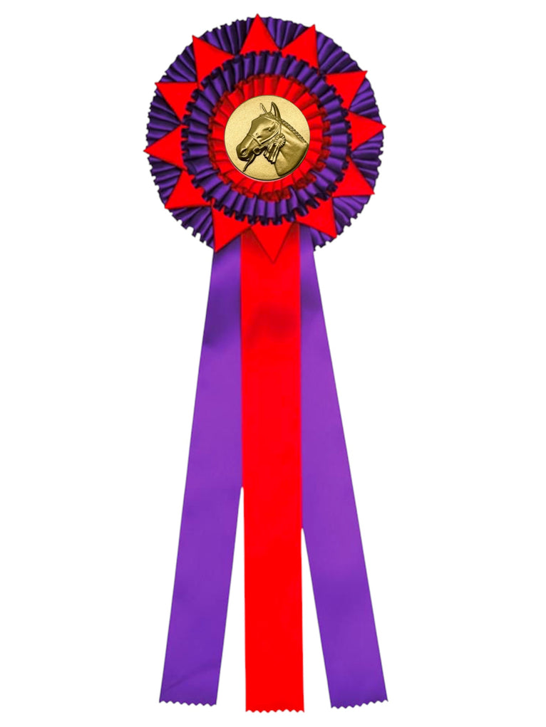 3-Rings Rozet Paardensport - Dierententoonstelling Rozet met Sterren en 3 Linten - R75