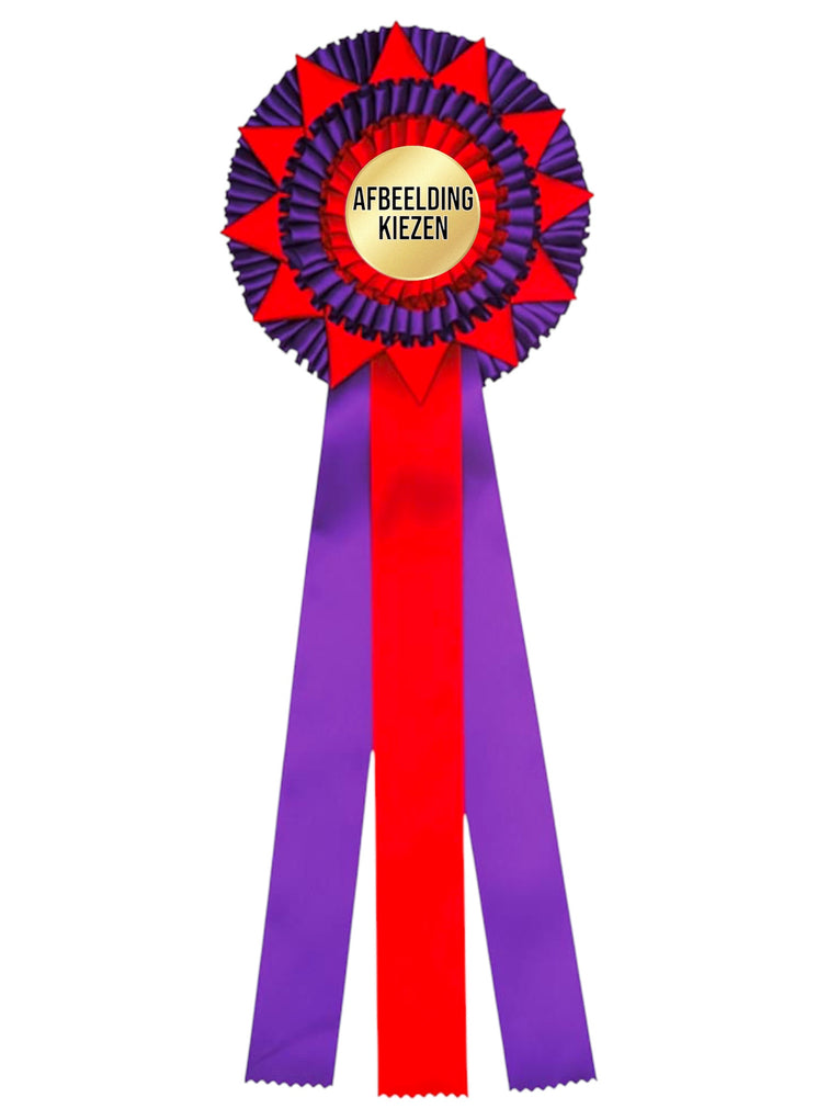 3-Rings Rozet Paardensport - Dierententoonstelling Rozet met Sterren en 3 Linten - R75
