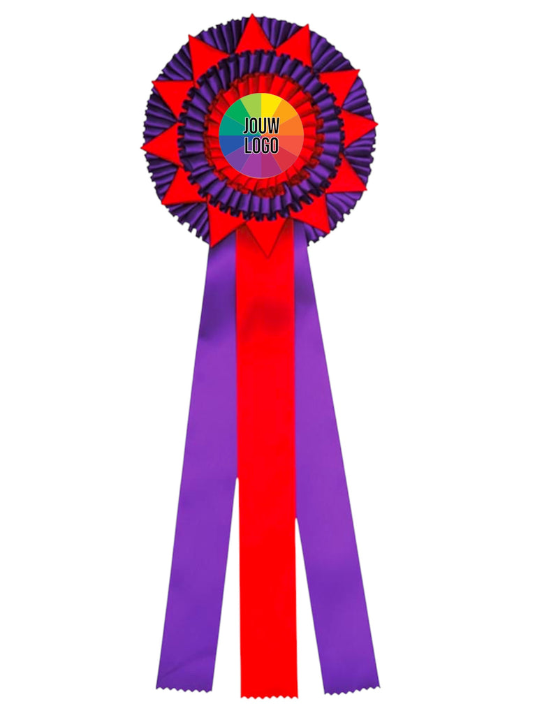 3-Rings Rozet Paardensport - Dierententoonstelling Rozet met Sterren en 3 Linten - R75