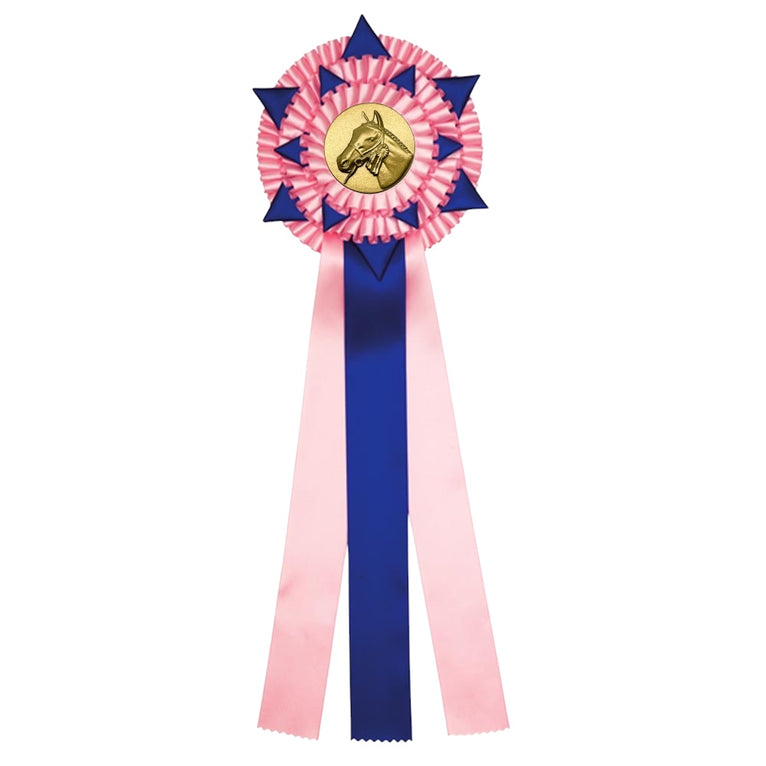 3-Rings Rozet Paardensport - Dierententoonstelling Rozet 2 Ringen Sterren en 3 Linten - R70