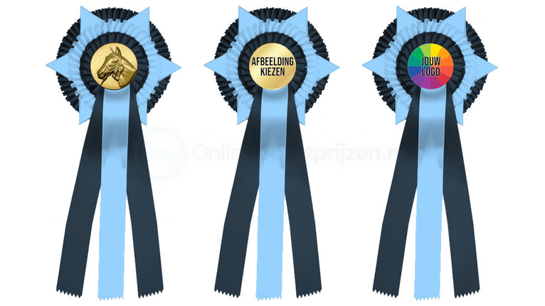 3-Rings Rozet Paardensport - Dierententoonstelling Rozet met Sterren en 3 Linten - R60
