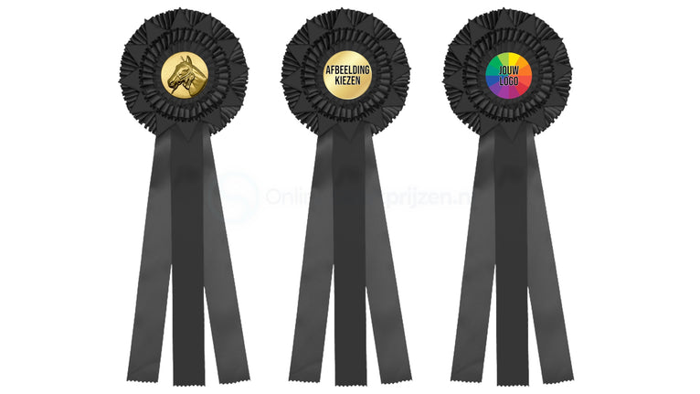 3-Rings Rozet Paardensport - Dierententoonstelling Rozet met Sterren en 3 Linten - R75