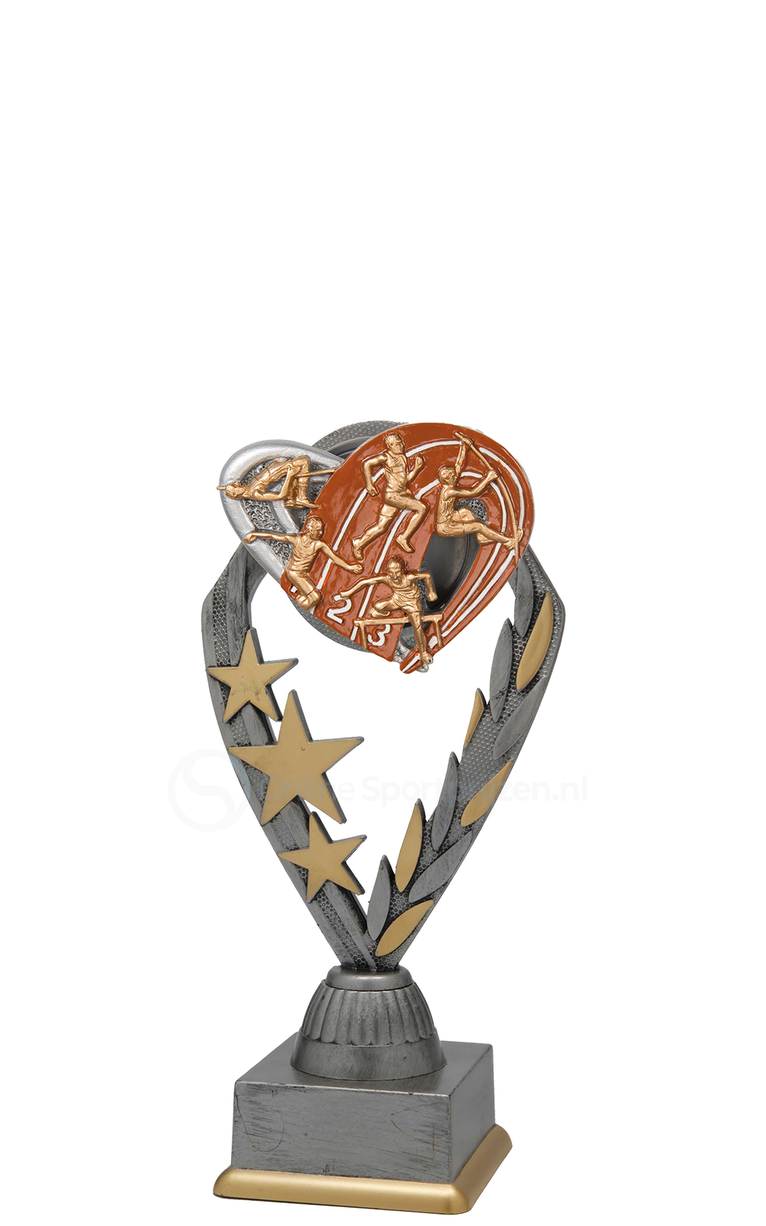 Atletiektrofee - PFS.026 - Antiek Zilver met Kleuraccent