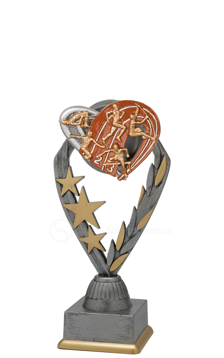 Atletiektrofee - PFS.026 - Antiek Zilver met Kleuraccent