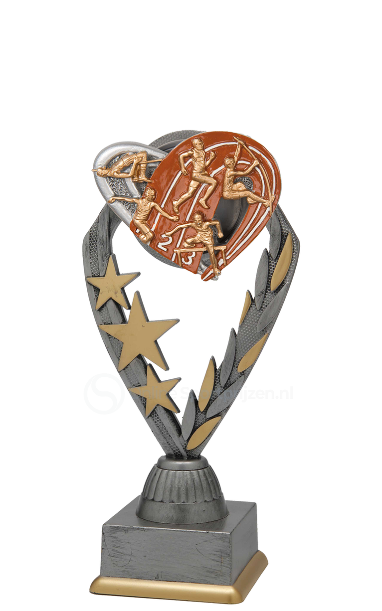 Atletiektrofee - PFS.026 - Antiek Zilver met Kleuraccent