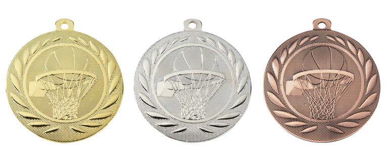 Basketbal Medaille - 50 mm - DI5000.M - Goud, Zilver en Brons