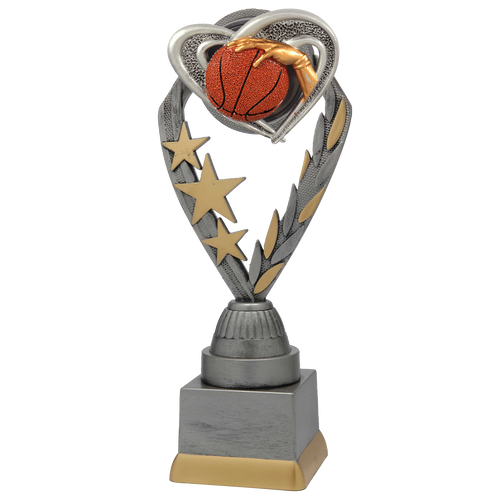 Basketbaltrofee - PFS.010 - Antiek Zilver met Kleuraccent