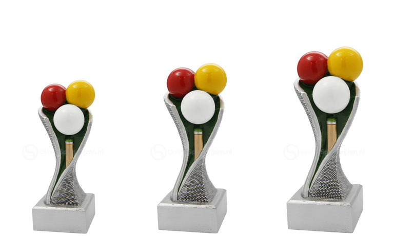 Biljart Trofee - FG4101-FG4103 - Antiek Zilver met Kleuraccent