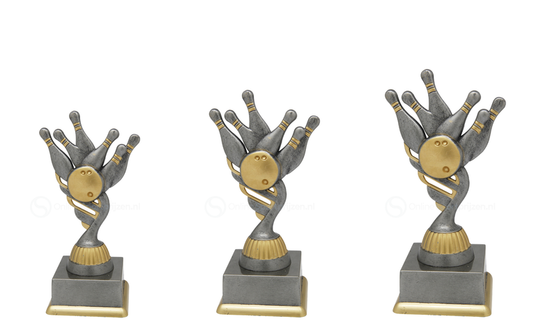 Bowlingtrofee - SS1738 - Antiek Zilver / Goud