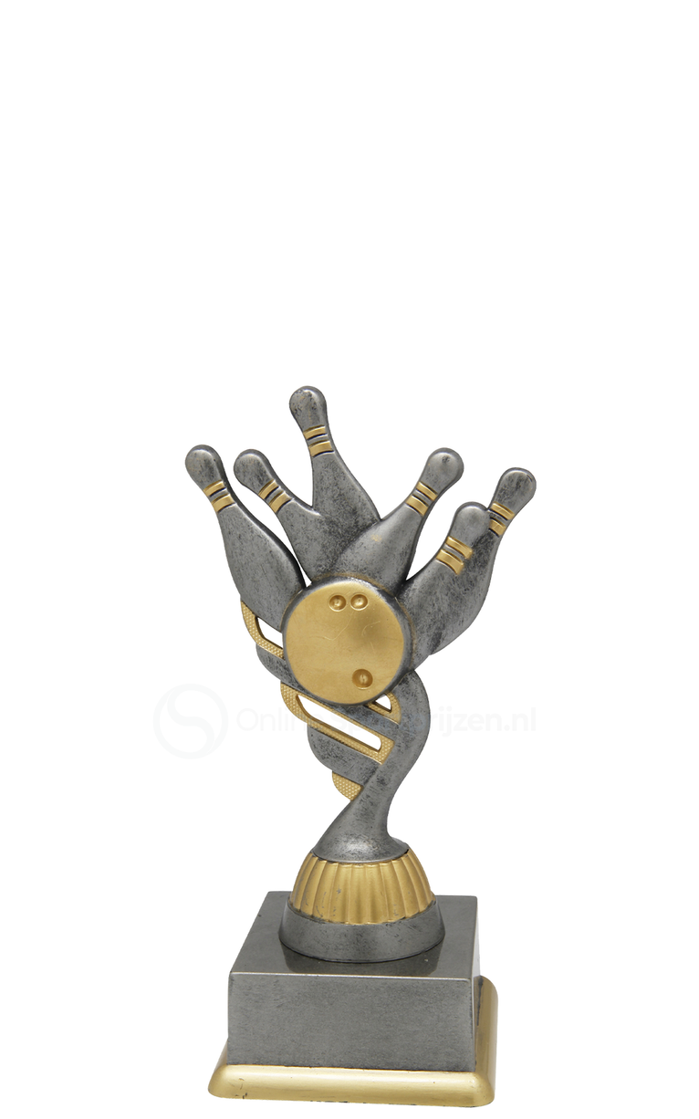 Bowlingtrofee - SS1738 - Antiek Zilver / Goud