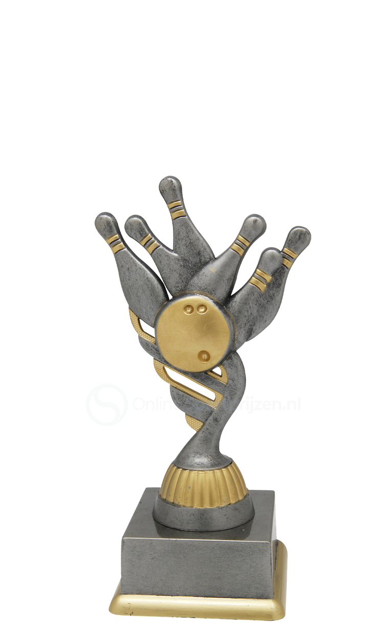 Bowlingtrofee - SS1738 - Antiek Zilver / Goud