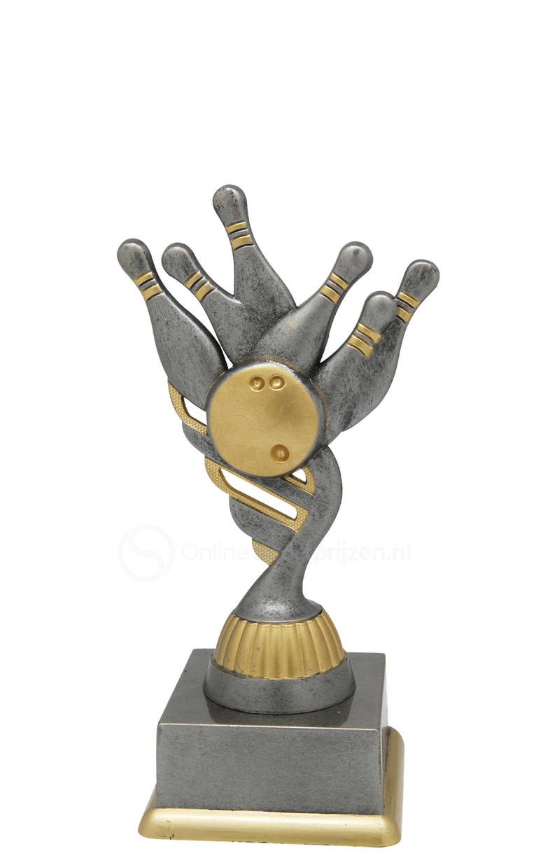 Bowlingtrofee - SS1738 - Antiek Zilver / Goud