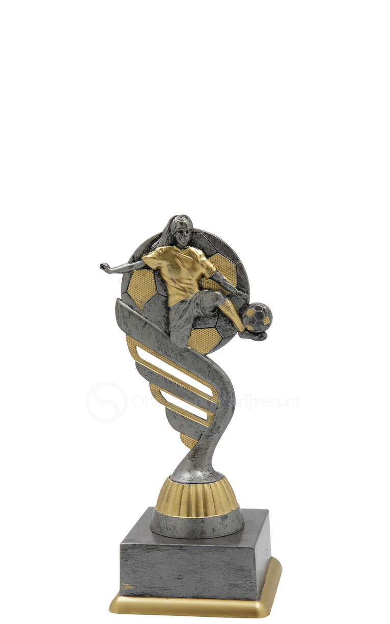 Damesvoetbaltrofee - SS1754 - Antiek Zilver / Goud