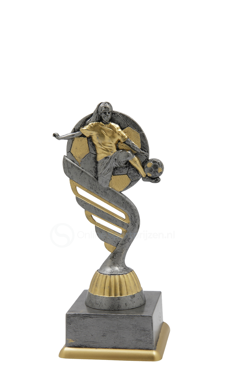 Damesvoetbaltrofee - SS1754 - Antiek Zilver / Goud