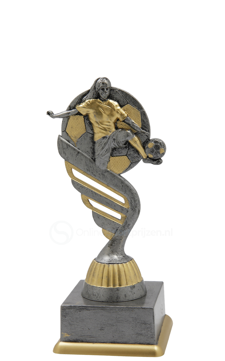 Damesvoetbaltrofee - SS1754 - Antiek Zilver / Goud