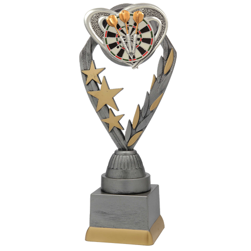 Dartstrofee - PFS.009 - Antiek Zilver met Kleuraccent