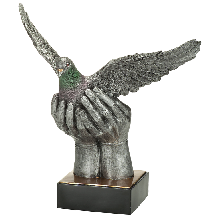 Duivensport Prijs - RE.112 - Antiek Zilver met Kleuraccent